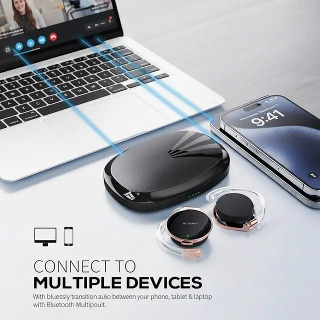 Alt view image 4 of 6 - Wireless Headphones with Ear Hooks, 52Hrs Playtime, Open Ear Headset V5.4 | Lightweight Headphones, Clip-On Ear Design, Dual Device Pairing, for Workouts