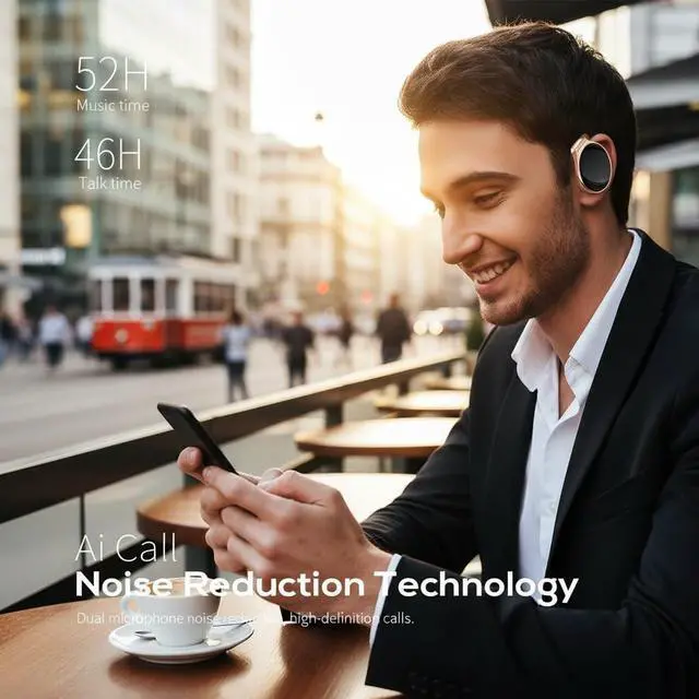 Alt view image 6 of 6 - Wireless Headphones with Ear Hooks, 52Hrs Playtime, Open Ear Headset V5.4 | Lightweight Headphones, Clip-On Ear Design, Dual Device Pairing, for Workouts