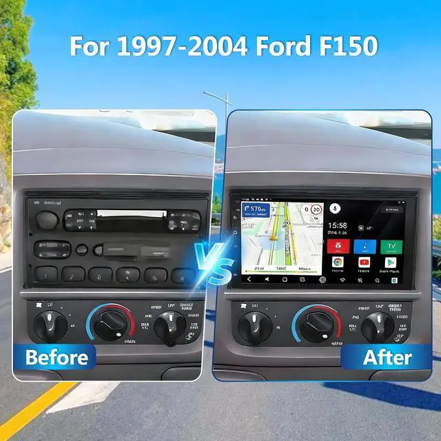 Alt view image 2 of 6 - Android 14 Car Stereo for Ford F150 1997-2004 with Wireless CarPlay and Android Auto, 7 Inch IPS Touchscreen 2G+32G Double Din Car Radio Support Bluetooth GPS WiFi SWC FM SWC Mirror Link Backup Camera