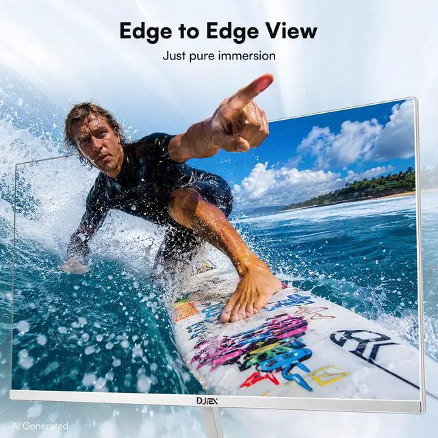 Alt view image 6 of 6 - 24 Inch White Computer Monitor, FHD 1080P, 100Hz | Frameless PC Monitor, Built-in Speaker, 98% sRGB, FreeSync, Eye Care, 4000:1 Contrast Ratio, HDMI & DP, VESA Mountable