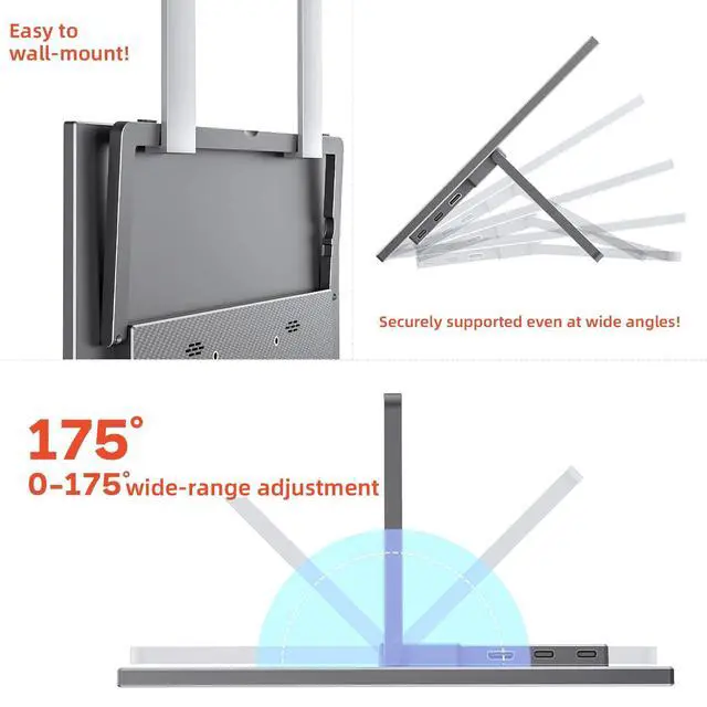 Alt view image 4 of 6 - 13.5" Portable Monitor 2256x1504 IPS Laptop Screen, Slim Lightweight Dual USB C HDMI Computer Gaming Display with Speakers, Travel Monitor for PC Phone PS5/4 Xbox Switch
