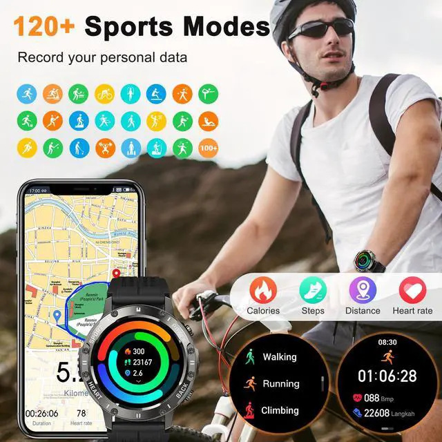 Alt view image 2 of 6 - Smart Watch for Men Fitness Tracker: Smart Watches for Android Phones iPhone Bluetooth Waterproof Make Answer Call Digital Mens Watches Heart Rate Monitor Running Smartwatch Samsung Compatible