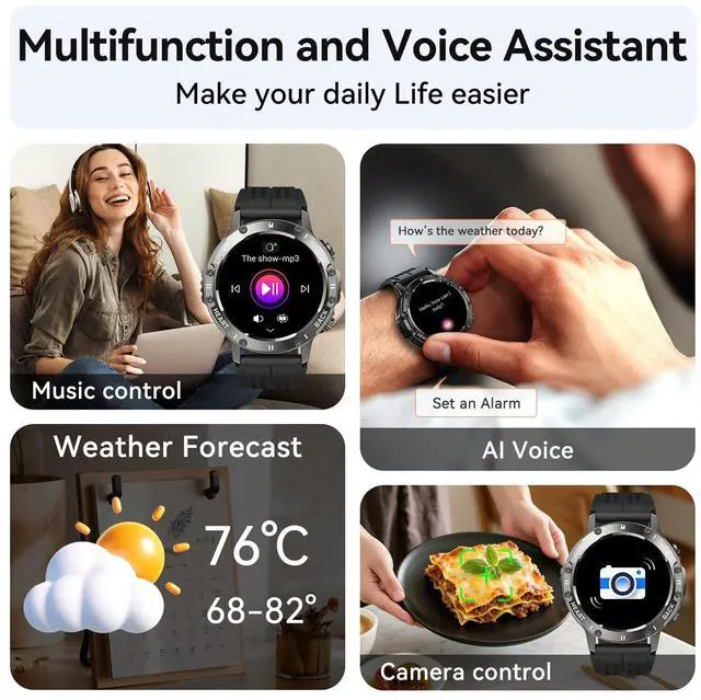 Alt view image 3 of 6 - Smart Watch for Men Fitness Tracker: Smart Watches for Android Phones iPhone Bluetooth Waterproof Make Answer Call Digital Mens Watches Heart Rate Monitor Running Smartwatch Samsung Compatible