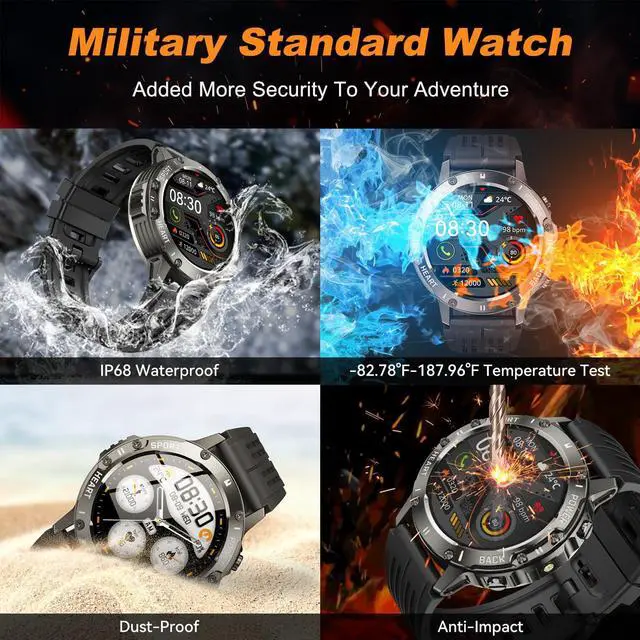 Alt view image 5 of 6 - Smart Watch for Men Fitness Tracker: Smart Watches for Android Phones iPhone Bluetooth Waterproof Make Answer Call Digital Mens Watches Heart Rate Monitor Running Smartwatch Samsung Compatible