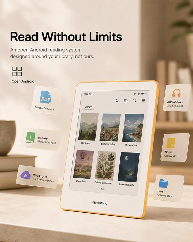 Alt view image 5 of 6 - Color E-Reader - 6" Color Ink Ebook Reader with Open Android System, Supports Mainstream Reading Apps, 32GB Portable E-Ink Tablet for Comics & Manga, 138g Lightweight with Eye-Friendly Front Light