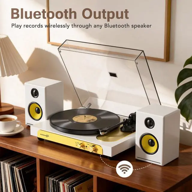 Alt view image 5 of 6 - ® Record Player Turntable Wireless in & Output, High Fidelity Vinyl Player with Adjustable Counterweight & Anti-Skip, Built-in Phono Preamp, AT-3600L Cartridge for Music Lovers, 33/45 RPM