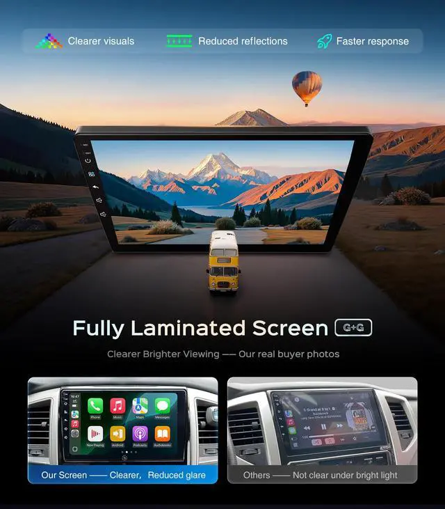 Alt view image 3 of 6 - 10.2 Car Radio Stereo for Toyota Highlander 2014-2019 CarPlay Android Auto | 5G WiFi GPS Navigation, Bluetooth FM/SWC 1080P Backup Camera Touchscreen FM AM ReplacementUpgrade
