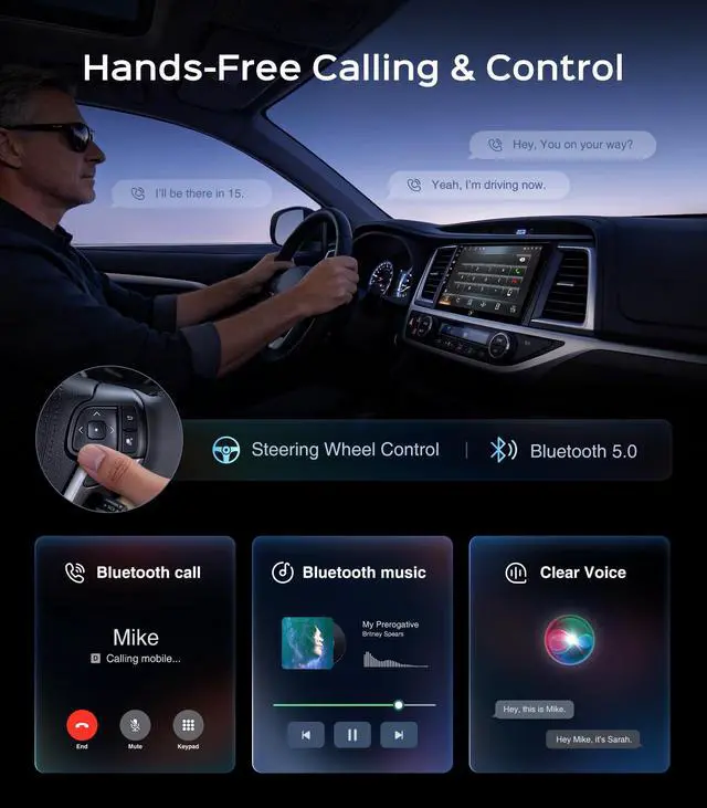 Alt view image 6 of 6 - 10.2 Car Radio Stereo for Toyota Highlander 2014-2019 CarPlay Android Auto | 5G WiFi GPS Navigation, Bluetooth FM/SWC 1080P Backup Camera Touchscreen FM AM ReplacementUpgrade