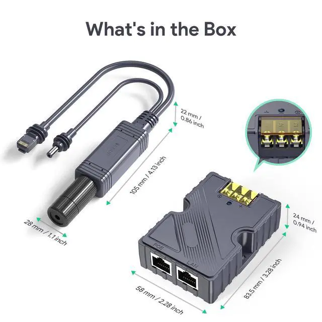 Alt view image 6 of 6 - ® 150W Starlink Mini PoE Splitter Adapter Set for Starlink Mini | 100W Splitter DC 48V/3A Input, Gigabit Passive Surge & ESD Protection for High-speed Starlink Mini Internet Satellite kits