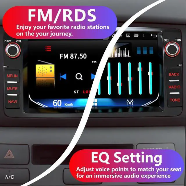 Alt view image 5 of 6 - 4+64G Android 14 Car Radio for Toyota Corolla E120 2000-2006 | Wireless Carpaly&Android Auto, 7'' IPS Touch Screen, Android stereo for corolla with Bluetooth/Wifi/GPS/FM/SWC/Backup camera