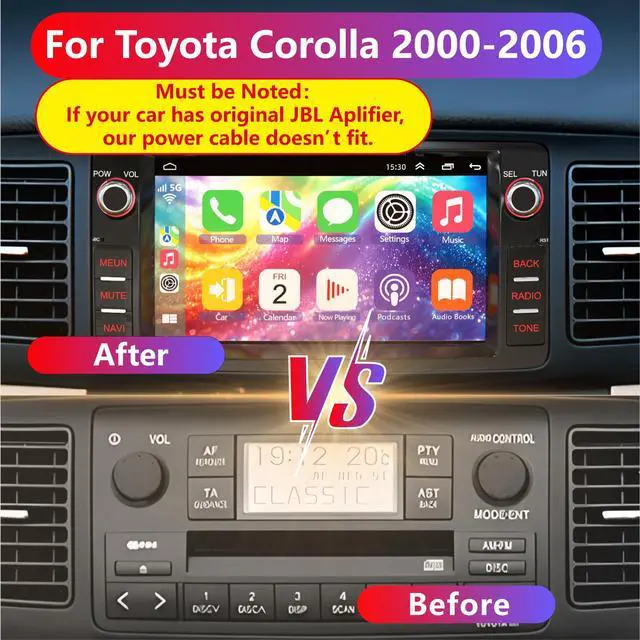 Alt view image 6 of 6 - 4+64G Android 14 Car Radio for Toyota Corolla E120 2000-2006 | Wireless Carpaly&Android Auto, 7'' IPS Touch Screen, Android stereo for corolla with Bluetooth/Wifi/GPS/FM/SWC/Backup camera