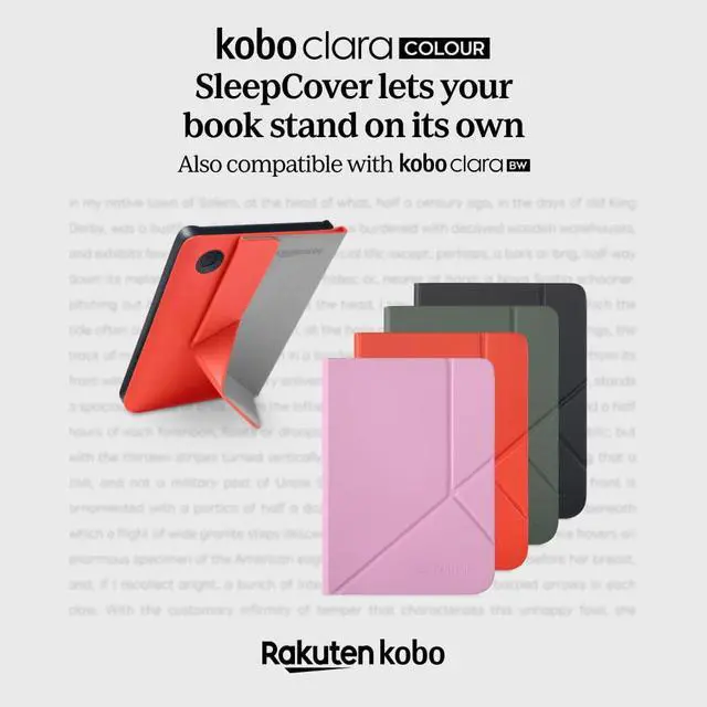 Alt view image 5 of 6 - Clara Colour Black eReader & Misty Green SleepCover Bundle | 6 Glare-Free Colour E Ink Kaleido 3 Display | Dark Mode Option | Waterproof | Built-in-2-Way Stand Cover