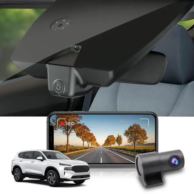 Main image of Front 4K+Rear 1080P Dash Cam Adapts for Hyundai Santa Fe 2021-2023 (#S1500 S2500) has Auto-Dimming, OEM Style, Dual HD Video, WiFi & APP, Loop Recording, G-Sensor, Easy to Use, 128GB Card