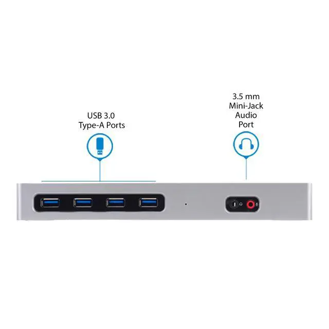 Alt view image 5 of 6 - USB-C & USB-A Dock - Dual Monitor 4K 60Hz Dock DisplayPort + HDMI - Hybrid USB 3.0 Docking Station for USB-C/USB-A Laptops - 6x USB Type-A, GbE - USB 3.1 Gen 1 - Mac/Windows (DK30A2DH) | USB 3.0, Disp