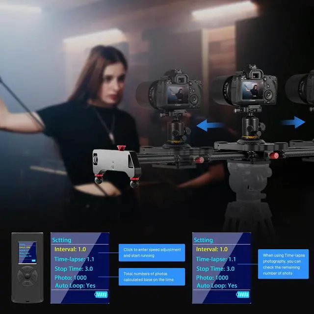 Alt view image 2 of 6 - GVM 48"/120CM Carbon Fiber Motorized Camera Slider, Professional Camera Slider with Remote Control, Support Video Mode, Time Lapse Photography, Horizontal, Tracking and 120° Panoramic Shooting