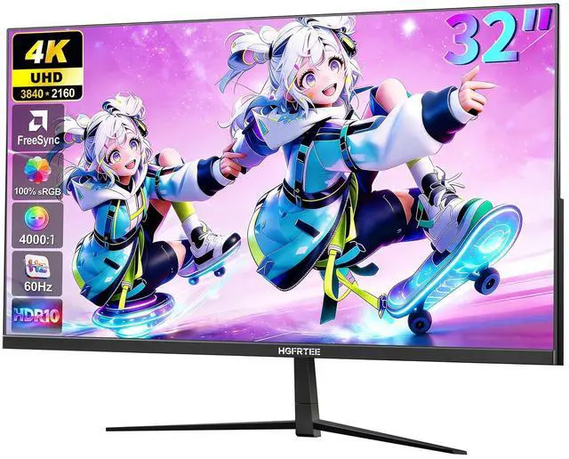 Main image of 32 Inch 4K UHD Monitor, Computer Monitor, 4000:1 Contrast Display | 3840×2160 UHD Resolution, VA Panel, 100% sRGB, AMD FreeSync, 60Hz, HDMI 2.0 & DisplayPort 1.4, VESA 100x100mm