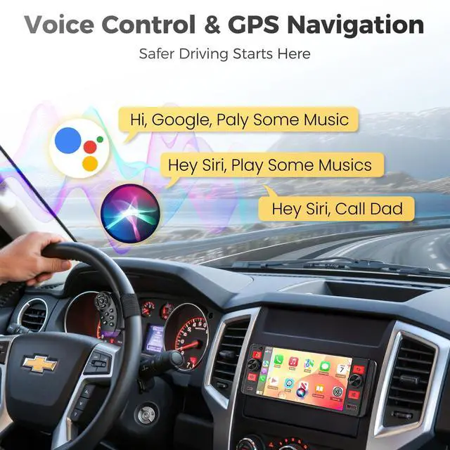 Alt view image 5 of 6 - Single Din Car Stereo with Wireless Apple CarPlay and Android Auto, Single Din Touchscreen Radio Incell UHD Car Radio with 1080P Backup Camera, Mirror Link, Bluetooth 5.3, GPS, AM&FM, Type-C, EQ