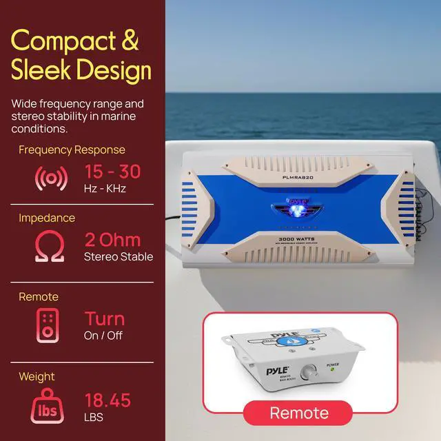 Alt view image 5 of 6 - Hydra Marine Amplifier - Upgraded Elite Series 3000 Watt 8 Channel Bridgeable Amp Tri-Mode Configurable, Waterproof, MOSFET Power Supply, GAIN Level Controls and RCA Stereo Input - PLMRA820