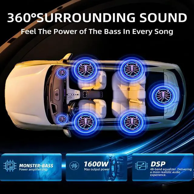 Alt view image 5 of 6 - 2026 Upgraded 1600W 10" Slim Under Seat Subwoofers with Amp & LED Ambient Lights for Truck/Car - Deep Bass, Individual Controls (LPF/Gain/Bass Boost), High Output Distortion-Free Audio
