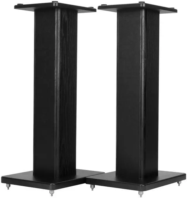 Main image of 24 Inch Speaker Stands Wood Grain Universal Floor Speaker Stands Pair Heavy Duty Surround Sound Speaker Monitor Stand for Home Theater with Sand Filling Tuning Function - Black