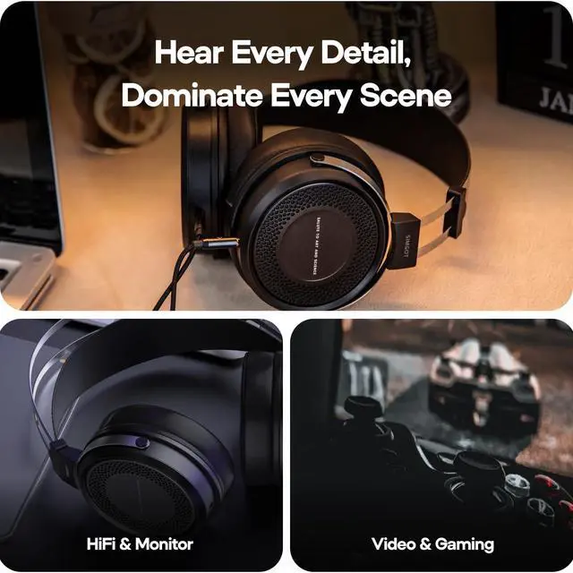 Alt view image 4 of 6 - SIMGOT EP5 50mm Ultra-Magnetic Drivers Over-Ear Headphones | Innovative Closed-Back HiFi Monitor, Dual 3.5mm TRS Cable, Lightweight Gaming Wired Headset for PC/Mobile