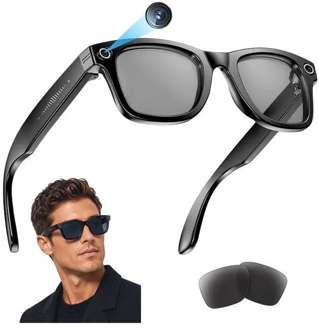 Main image of AI Smart Glasses with Camera,Photo Capture &4k Video Recording Glasses,Real-Time Translation, Open-Ear Audio, Object Recognition,Camera Sunglasses with AI Assistant for Vlogging, Travel, Running