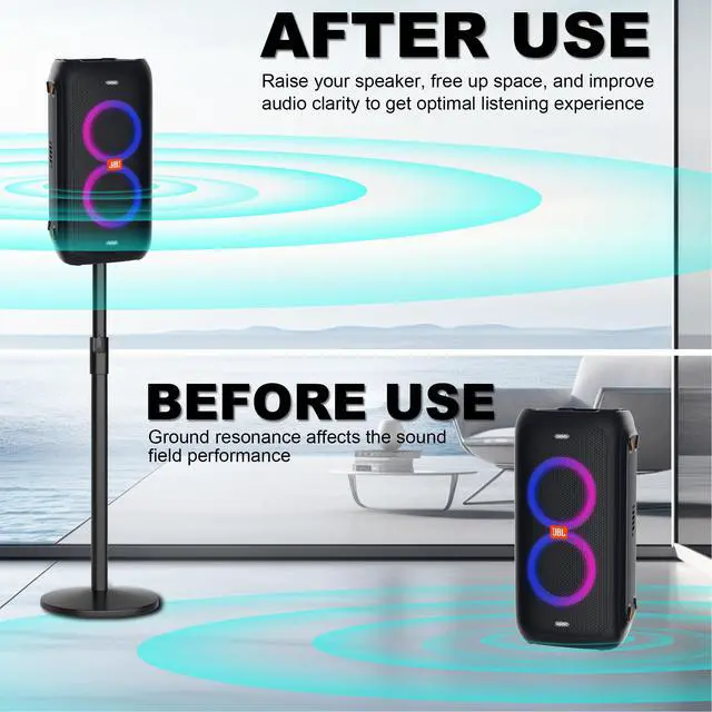 Alt view image 4 of 6 - JBL Partybox Speaker Stand, Heavy Duty Steel for 100/310 | Compatible with JBL Partybox 100/110/120/310/320/EON ONE. Reinforced base, 44 lbs capacity. Height adjustable to 36.22"