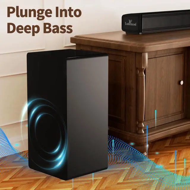 Alt view image 4 of 6 - 4.1 Soundbar with Subwoofer, Surround Sound System for TV | 160W, 32 inch detachable surround system with wired subwoofer, 3 EQ modes, Bluetooth 5.3, HDMI ARC, Optical, AUX & USB