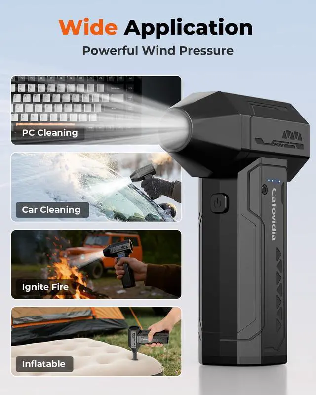 Alt view image 6 of 6 - Electric Air Duster- 3 Times The Standard Wind Power, 300000RPM 10000mAh Compressed Air Duster, Brushless Motor, 4-Gear Adjustable, Rechargeable Mini Air Blower for PC, Home, Outdoor, Car