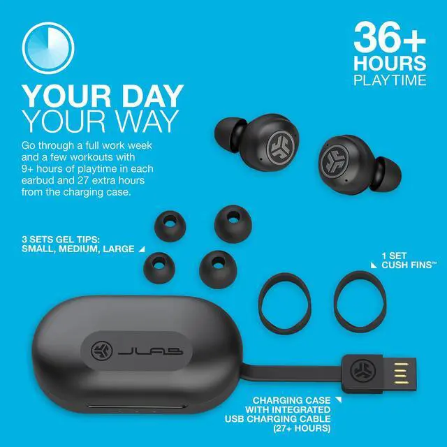 Alt view image 3 of 3 - JBuds Air Pro, True Wireless Earbuds, Bluetooth MultIPoint, IP55 Sweat Resistant, Black