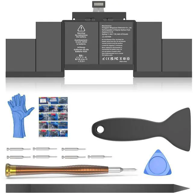 Main image of A1398 Battery Replacement, A1618 A1494 Battery for MacBook Pro 15 inch Mid 2015 Mid 2014 Late 2013 Retina Version Model A1398 EMC 2910 2909 2881 2876 2745 2674 Capacity 11.36V 99.5Wh 8755mAh
