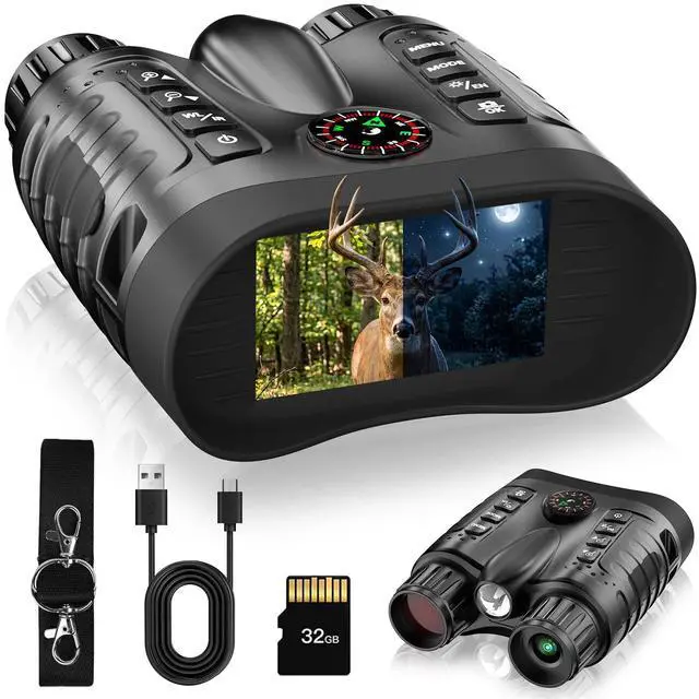 Main image of 4K Night Vision Binoculars with Camera, 36MP Full Color Night Vision Goggles, 1314FT IR Night Vision, 3.2" Screen, Photo & 4K Video Recording for Bird Watching Camping Outdoor Exploration