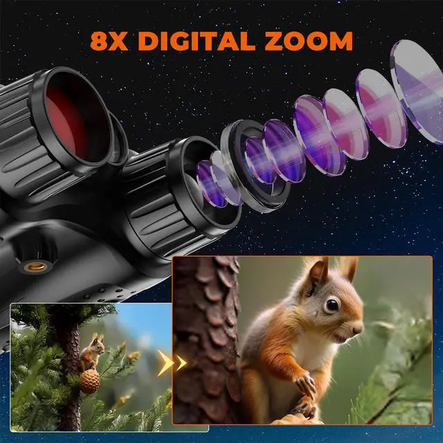 Alt view image 4 of 6 - 4K Night Vision Binoculars with Camera, 36MP Full Color Night Vision Goggles, 1314FT IR Night Vision, 3.2" Screen, Photo & 4K Video Recording for Bird Watching Camping Outdoor Exploration