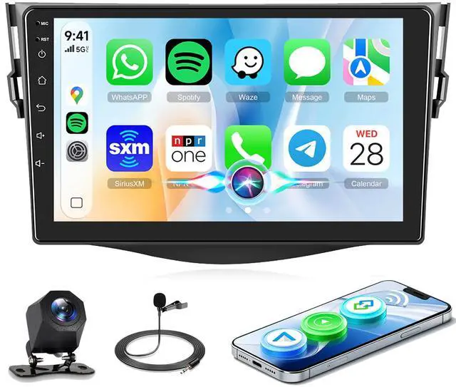 Main image of Linux System Car Stereo for Toyota RAV4 2007-2011Wireless Carplay & Android Auto, 9'' IPS Touchscreen Mirror Link YouTube Video Vi-Link Car Radio Bluetooth FM/RDS DSP SWC Backup Camera