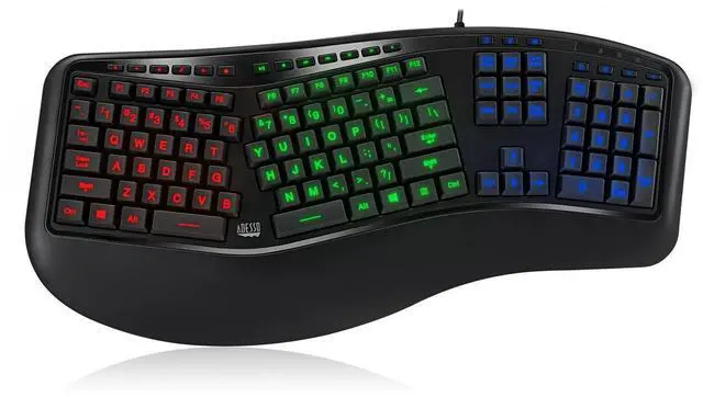 Main image of Tru-Form 150 3-Color Illuminated USB Ergonomic Keyboard AKB-150EB