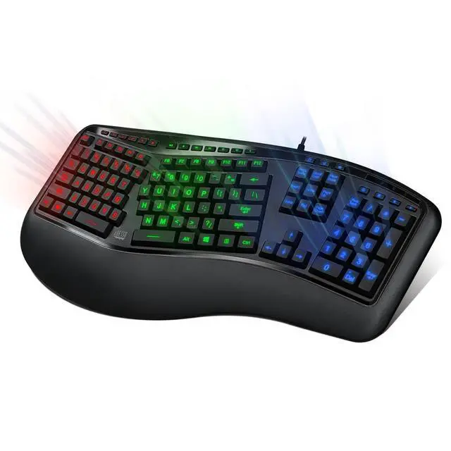 Alt view image 3 of 6 - Tru-Form 150 3-Color Illuminated USB Ergonomic Keyboard AKB-150EB