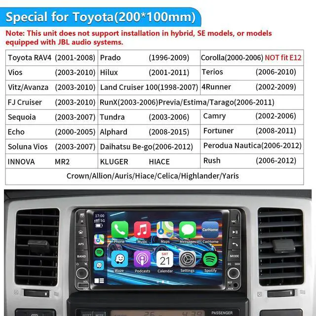 Alt view image 2 of 6 - Plug&Play Car Radio for Toyota 4Runner 2003-2009,for Tundra 2003-2006, for Sequoia 2003-2007,7 Inch IPS Touch Screen with Wireless CarPlay&Android Auto&Mirror Link Bluetooth AM/FM Backup Camera