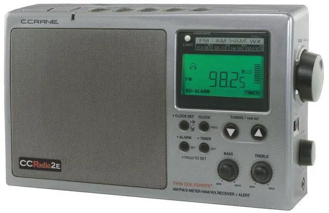 Main image of C. Crane CC Radio-2E Enhanced Portable AM FM Weather and 2-Meter Ham Band (Titanium) CC2TE