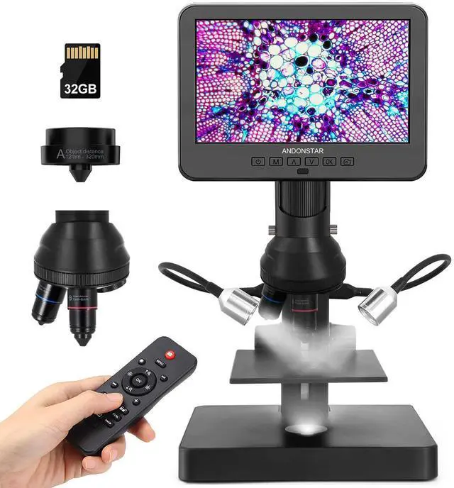 Main image of AD246S-P HDMI Digital Microscope with 7'' Screen, 4000x 3 Lens | 2160P UHD Video Record, Coin Microscope for Error Coins, Biological Microscope Kit for Adults and Kids, Prepred Slides