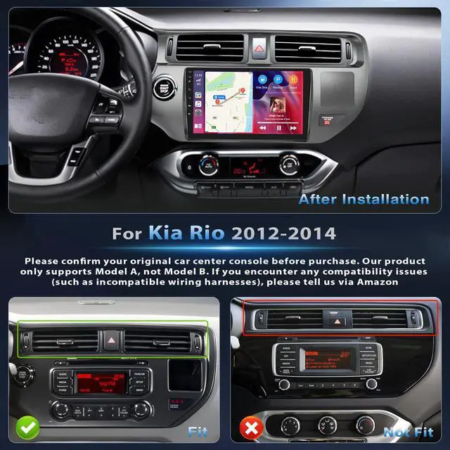 Alt view image 2 of 6 - Android Car Stereo for Kia Rio 2011-2014 Wireless CarPlay Android Auto | 9 Inch HD Touch Screen with 4+64GB storage, Rio Radio with 5Ghz WiFi GPS Bluetooth FM/RDS 32EQ SWC Backup Camera MIC