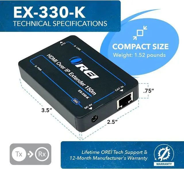 Alt view image 6 of 6 - HDMI Over Ethernet Extender with CAT5/CAT6, Upto 330 Feet - HDMI Loop Out - 1080P Full HD Signal Distribution with Support for one to Many Connection
