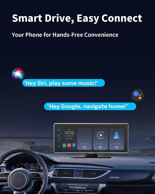 Alt view image 6 of 6 - Portable Wireless CarPlay Screen for Car, Apple CarPlay & Android Auto Touch Screen Car Stereo with Bluetooth, BT Music, Navigation, Car Record for Vehicles (11.26 Inch)