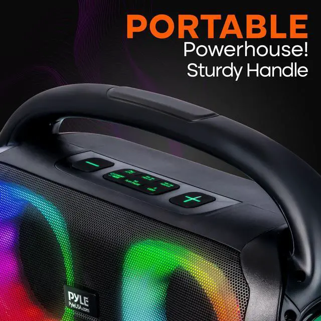 Alt view image 5 of 6 - Portable Bluetooth Speaker Boombox with Dual 5 High-Performance Wireless Speakers, 160W Power, Rechargeable Battery, Mic Priority, USB/Micro SD/AUX/FM Radio, LED Ring Light, Outdoor Speaker