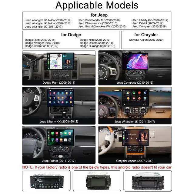 Alt view image 2 of 6 - Android 15 13.1" Car Stereo for Jeep Wrangler 2007-2017,Dodge Ram 2009-2012 | 8-Core 4+64GB, Wireless CarPlay & Android Auto, 1920x1200 QLED Touchscreen, GPS Navigation, Backup Camera, SWC,DSP, FM Rad