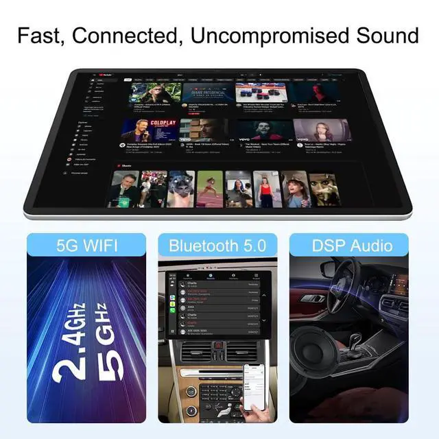 Alt view image 6 of 6 - Android 15 13.1" Car Stereo for Jeep Wrangler 2007-2017,Dodge Ram 2009-2012 | 8-Core 4+64GB, Wireless CarPlay & Android Auto, 1920x1200 QLED Touchscreen, GPS Navigation, Backup Camera, SWC,DSP, FM Rad
