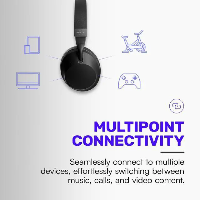 Alt view image 4 of 6 - Pro Bluetooth Headphones - Premium Over The Ear Headphones, Hybrid Active Noise Cancelling Wireless Headphones + Awareness Mode, Bluetooth Headset with Mic, 60 Hours of Battery Life (Black)