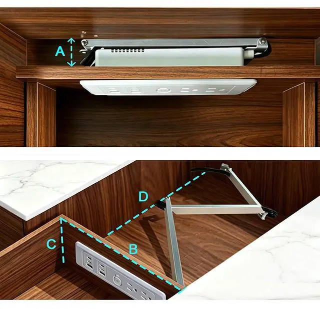 Alt view image 6 of 6 - Drawer Outlet Kit, Retractable Arm, Integrated Safety Shutoff Fast Charging | (4) 30W USB-C & (2) USB-A(2) tamper-resistant AC | Surge Protector | for Cabinets,Vanity Cabinet, Night stand