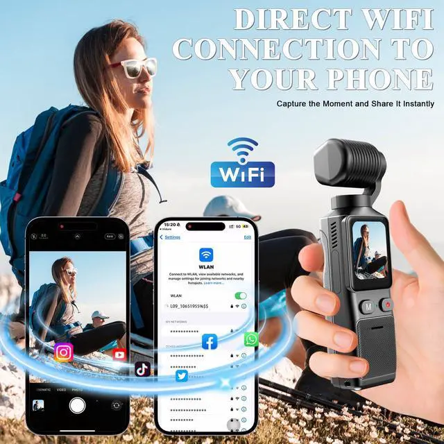 Alt view image 4 of 6 - 4K Pocket Vlogging Camera Wifi, Portable Handheld POV Cam with64G | 4k HD Recording, 1.69Inch Color Touchscreen, 6-Axis Image Stabilization, 150° Wide-Angle Lens,Content Creator Cam for Travel