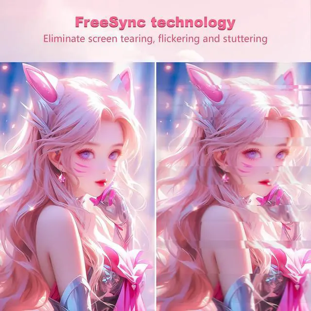Alt view image 5 of 6 - 27 inch Gaming Monitor, Pink 1800R Curved Monitor, FHD-1920X1080P, 165Hz, 1ms, Fast IPS, FreeSync Hdmi Monitor with Ultrathin, HDMI/DP/USB Vesa/Wall Mount Computer Monitor-Pink