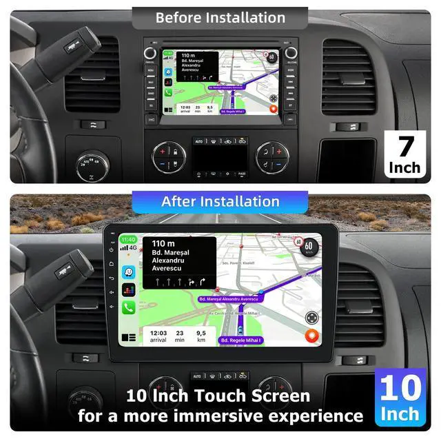 Alt view image 6 of 6 - Car Stereo Radio for Chevy Silverado & GMC 2007-2013 10.2 Inch with CarPlay | 2+64GB, Android 13 Radio for Silverado 1500/GMC Sierra with Android Auto/Backup Camera/GPS Navigation/Bluetooth/WiFi/SWC
